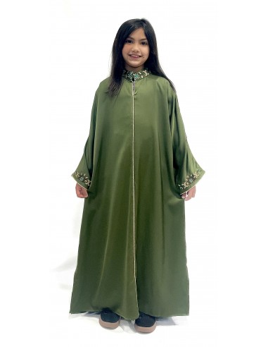gandoura Djellaba Abaya Enfant fêtes - Élégance et Tradition vert kaki  - 1