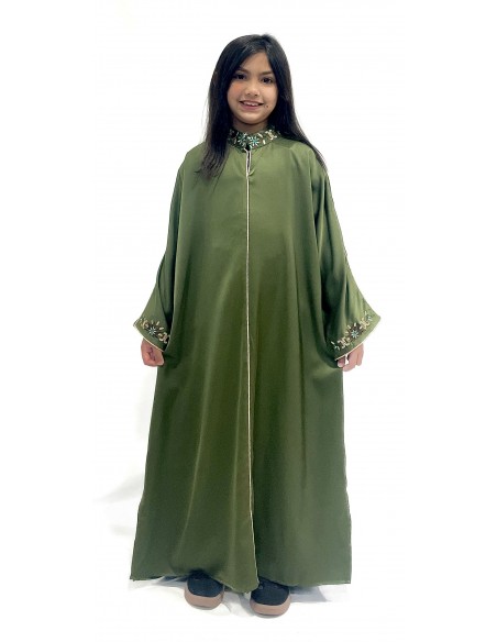 gandoura Djellaba Abaya Enfant fêtes - Élégance et Tradition vert kaki  - 1