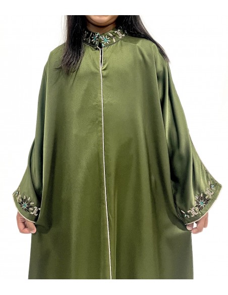 gandoura Djellaba Abaya Enfant fêtes - Élégance et Tradition vert kaki  - 2