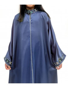 gandoura Djellaba Abaya Chic fille fêtes - Élégance et Tradition bleu pétrole  - 1 2