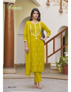 Ensemble 3 pièces Samaira by Karissa Salwar Kameez churidar anarkali vert anis  - 1
