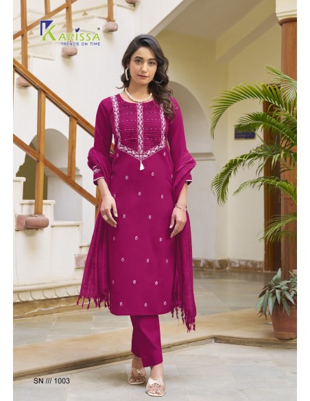 Ensemble 3 pièces Samaira by Karissa Salwar Kameez churidar anarkali Rose Fuschia  - 1
