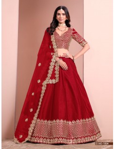 Lehenga Choli Bollywood Glamour - Tenue Indienne de Mariage Élégante (Tailles 36 à 46) Rouge  - 1