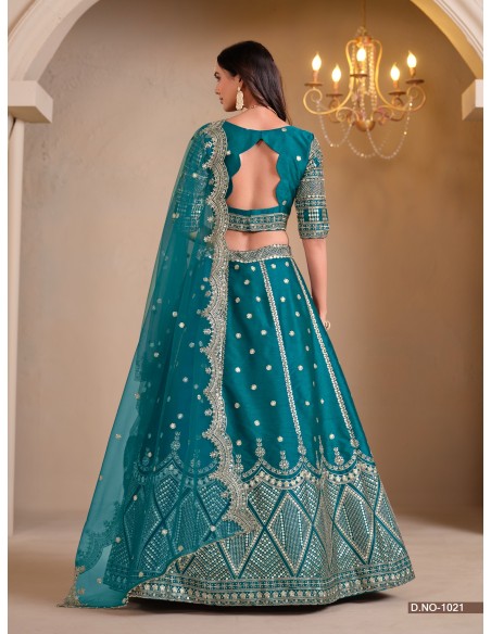 Lehenga Choli de Mariage Luxe Brodé – Vert Paon -Haute gamme – Taille 36 à 46  - 2