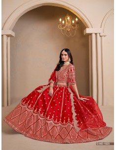 Lehenga Choli de Mariage Luxe Brodé – Rouge -Haute gamme – Taille 36 à 46  - 1 2