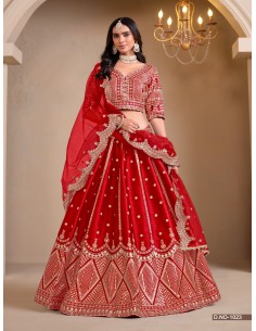 Lehenga Choli de Mariage Luxe Brodé – Rouge -Haute gamme – Taille 36 à 46  - 1