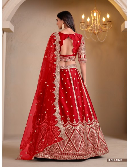 Lehenga Choli de Mariage Luxe Brodé – Rouge -Haute gamme – Taille 36 à 46  - 3
