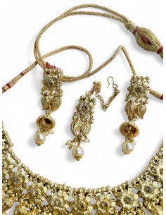 Parure de Bijoux Dorée avec Perles  - 1 2