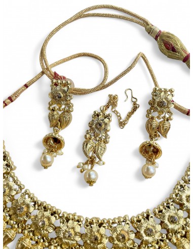 Parure de Bijoux Dorée avec Perles  - 2