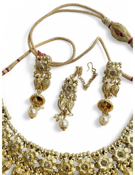 Parure de Bijoux Dorée avec Perles  - 2