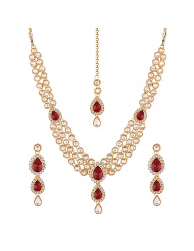 Parure de Bijoux Traditionnels Dorés avec Pierres rouge et dore  - 1