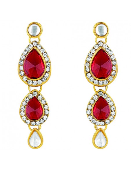 Parure de Bijoux Traditionnels Dorés avec Pierres rouge et dore  - 3