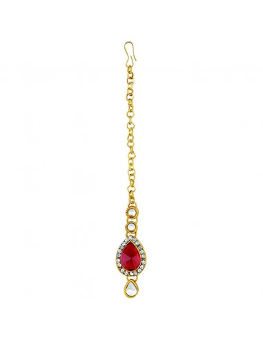 Parure de Bijoux Traditionnels Dorés avec Pierres rouge et dore  - 4