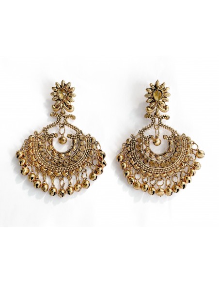Boucles d’Oreilles Indiennes Dorées – grelots  - 1