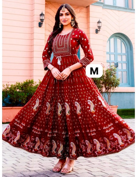 Robe Kurti rouge orientale – Motifs paisley  - 1