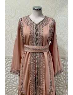 Caftan Oriental Rose gold Brodé Main – Élégance Royale  - 1 2