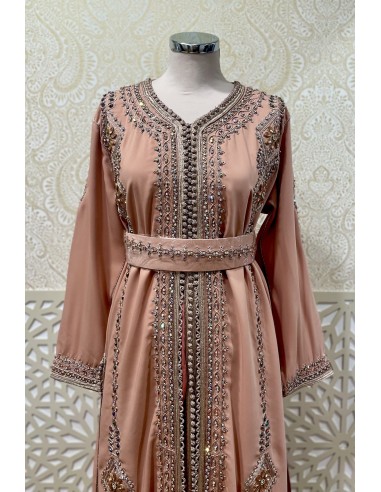 Caftan Oriental Rose gold Brodé Main – Élégance Royale  - 2