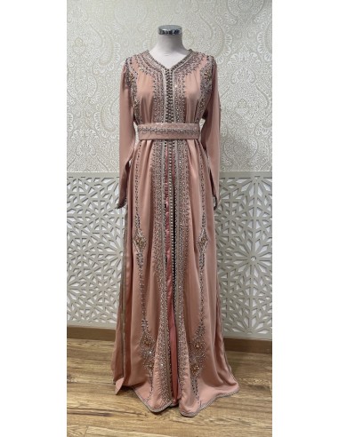 Caftan Oriental Rose gold Brodé Main – Élégance Royale  - 1