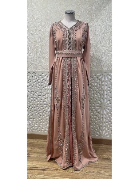 Caftan Oriental Rose gold Brodé Main – Élégance Royale  - 1