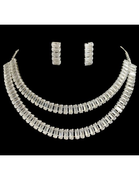 parure argenté strass brillants zirconium  - 2