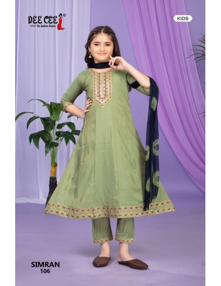 Salwar Kameez Enfant Fille – Ensemble Indien 3 Pièces – 8 à 12 Ans – SIMRAN Vert Pistache  - 1