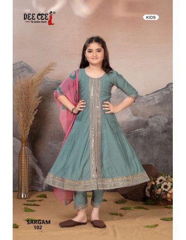 Salwar Kameez Enfant Fille – Ensemble Indien 3 Pièces – 8 à 12 Ans – SIMRAN Vert d'eau  - 1