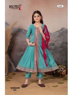 Salwar Kameez Enfant Fille – Ensemble Indien 3 Pièces – 8 à 12 Ans – SIMRAN Bleu turquoise  - 1