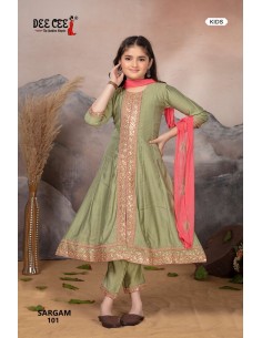 Salwar Kameez Enfant Fille – Ensemble Indien 3 Pièces – 8 à 12 Ans – SIMRAN Vert Olive  - 1