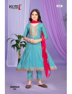 Salwar Kameez Enfant Fille – Ensemble Indien 3 Pièces – 8 à 12 Ans – SIMRAN Bleu Turquoise  - 1