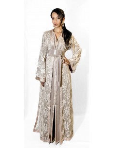 Caftan takchita beige taupe – Élégance dentelle  - 1