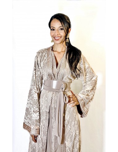 Caftan takchita beige taupe – Élégance dentelle  - 2