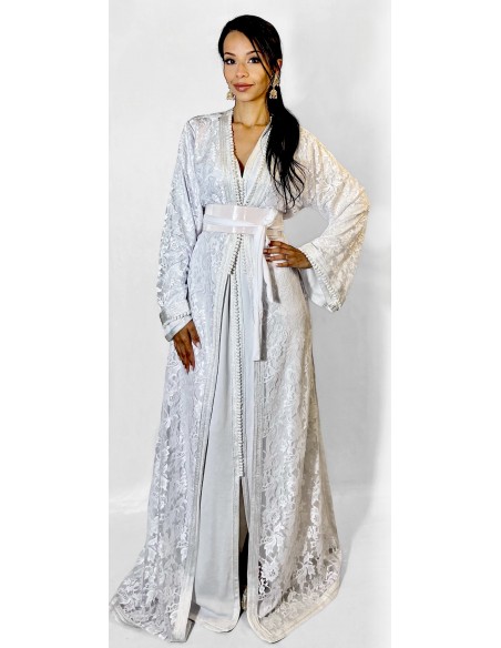 Caftan takchita blanc – Élégance dentelle  - 1