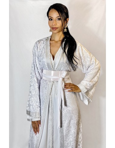 Caftan takchita blanc – Élégance dentelle  - 2