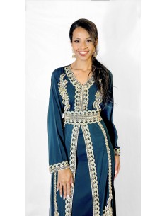 Caftan Robe orientale Vert avec Broderies Dorées - Élégance  - 1 2