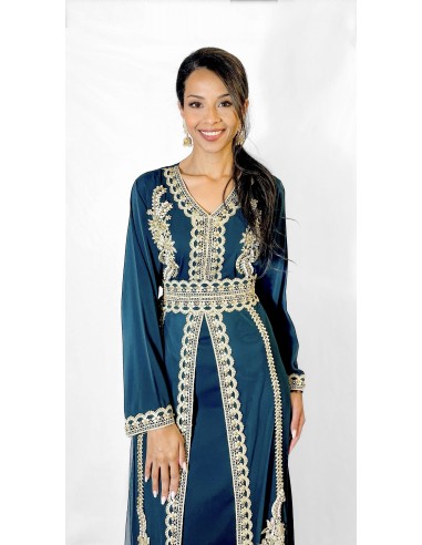 Caftan Robe orientale Vert avec Broderies Dorées - Élégance  - 2