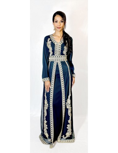 Caftan Robe orientale Vert avec Broderies Dorées - Élégance  - 1