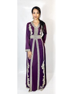 Caftan Robe orientale violet royal avec Broderies Dorées - Élégance  - 1