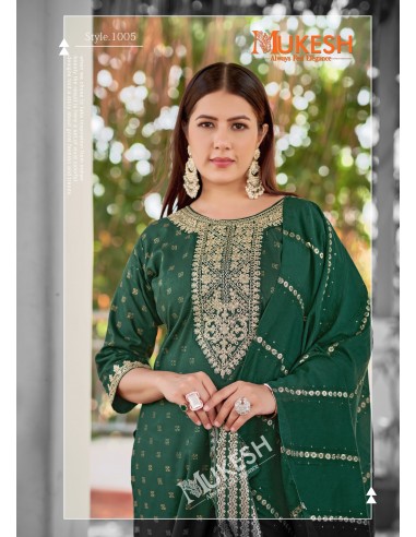 Tenue Indienne Grande Taille – Élégance & Confort – Anarkali Mukesh Vert  - 2