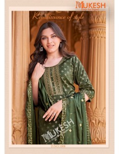 Ensemble Indien "Mannat" – Élégance Traditionnelle - Salwar kameez anarkali - Kaki  - 1 2