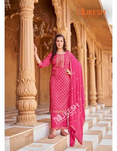 Ensemble Indien "Mannat" – Élégance Traditionnelle - Salwar kameez anarkali - Rose  - 1