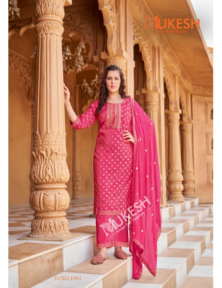 Ensemble Indien "Mannat" – Élégance Traditionnelle - Salwar kameez anarkali - Rose  - 1