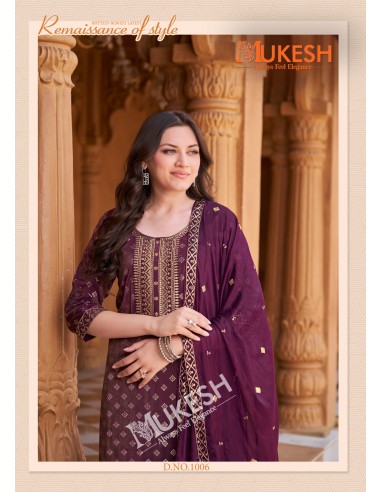 Ensemble Indien "Mannat" – Élégance Traditionnelle - Salwar kameez anarkali - Prune  - 2