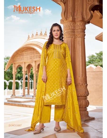 Ensemble Indien "Mannat" – Élégance Traditionnelle - Salwar kameez anarkali - Jaune  - 1