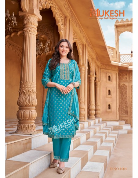 Ensemble Indien "Mannat" – Élégance Traditionnelle - Salwar kameez anarkali - Bleu firozi  - 1