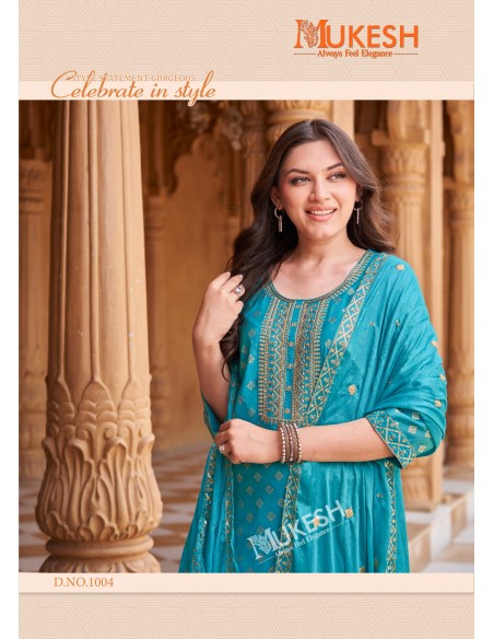 Ensemble Indien "Mannat" – Élégance Traditionnelle - Salwar kameez anarkali - Bleu firozi  - 2