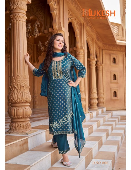 Ensemble Indien "Mannat" – Élégance Traditionnelle - Salwar kameez anarkali - Bleu  - 1