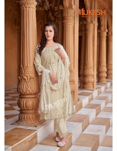 Ensemble Indien "Mannat" – Élégance Traditionnelle - Salwar kameez anarkali - Beige  - 1