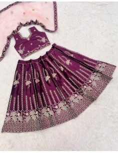 Ensemble Lehenga choli Enfant Bollywood – Rekha Violet  - 1