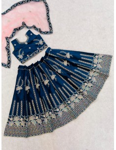 Ensemble Lehenga choli Enfant Bollywood – Rekha Bleu  - 1