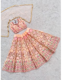 Lehenga Enfant Fille Style Bollywood – Du 4 au 14 ans – Neeta Corail  - 1